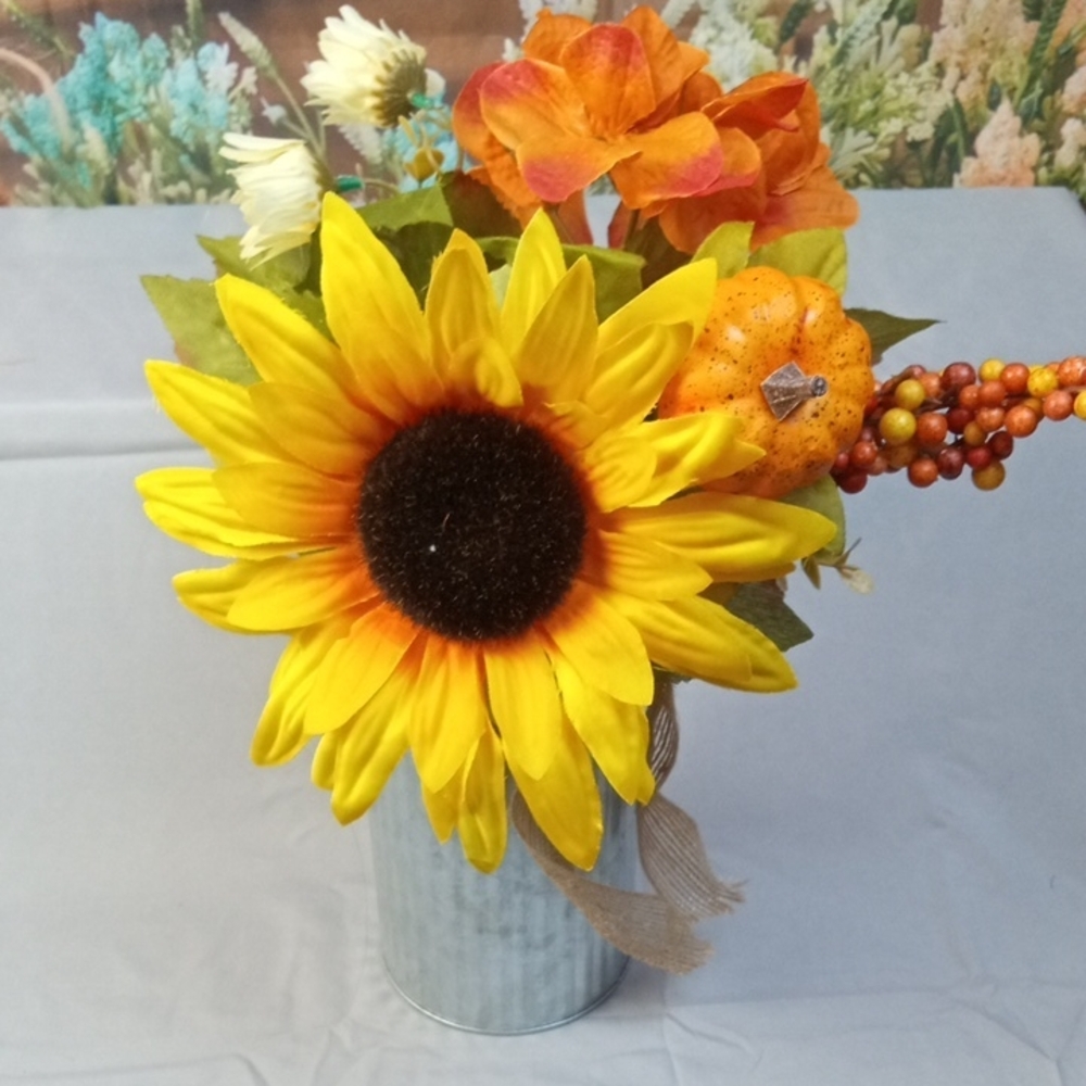 🍂 Sunflower and Pumpkin Fall Floral Arrangement
